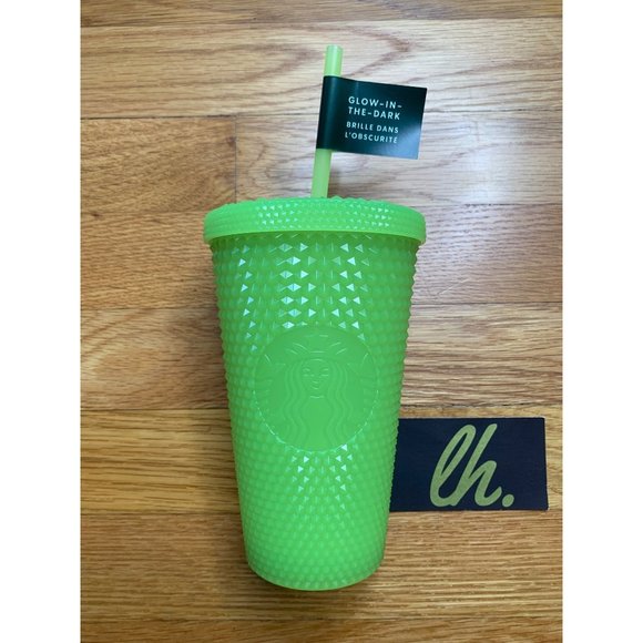 New 2022 Starbucks Green Glow in the Dark Lemongrass Studded Grande 16oz Bling C - Picture 1 of 2